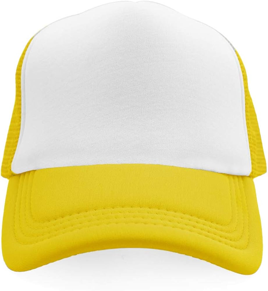 TopTie Blank 5 Panel Trucker Hat Foam Front Mesh Back 2 Tone Trucker Snapback Hat