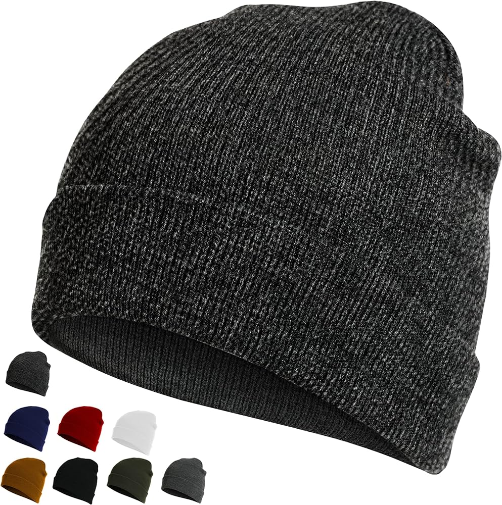 Beanie Hats for Men & Women - Warm Stocking Caps for Men & Women, Cuffed Knit Thermal Hats, Gift for Him & Her