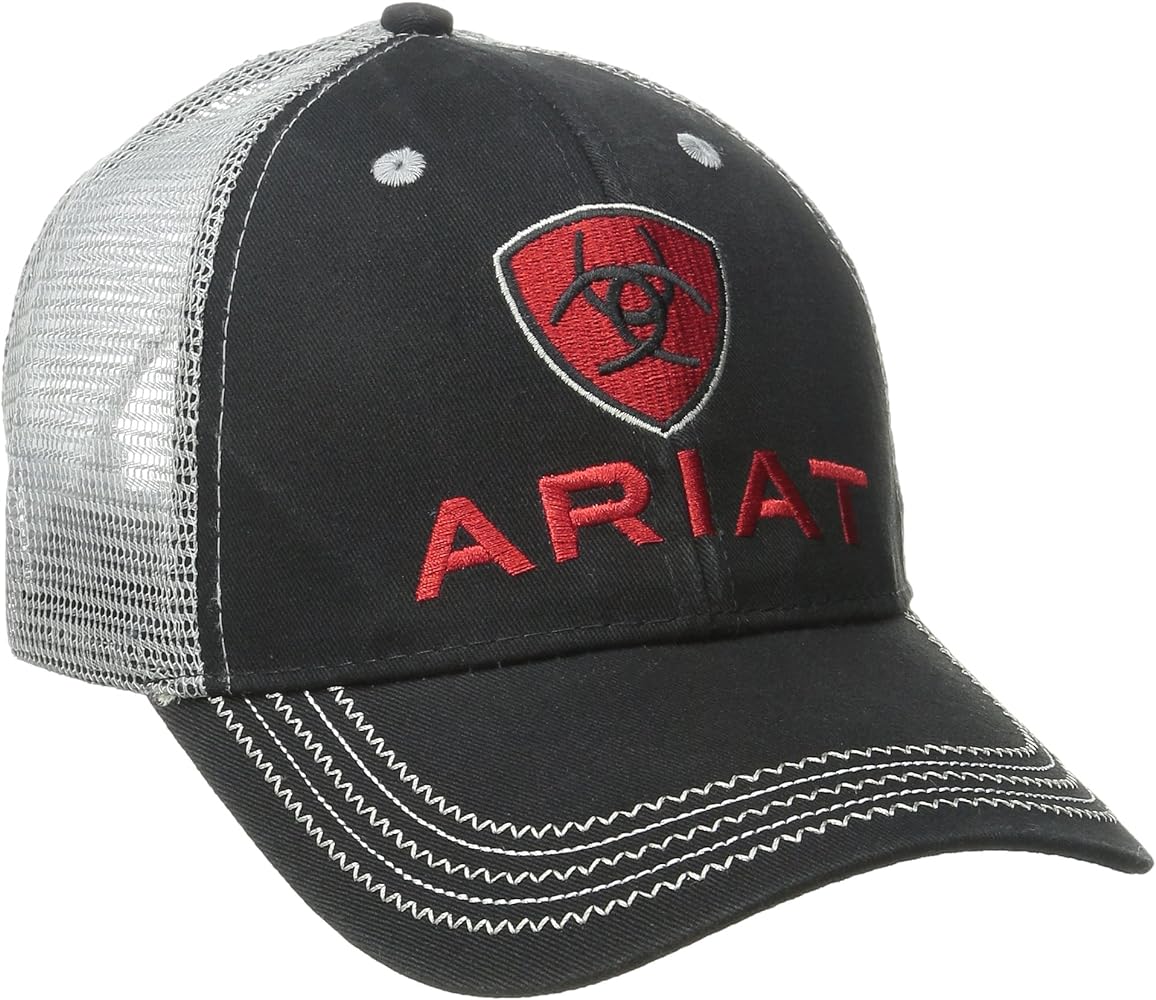 Ariat Men's Black Red Gray Mesh Hat