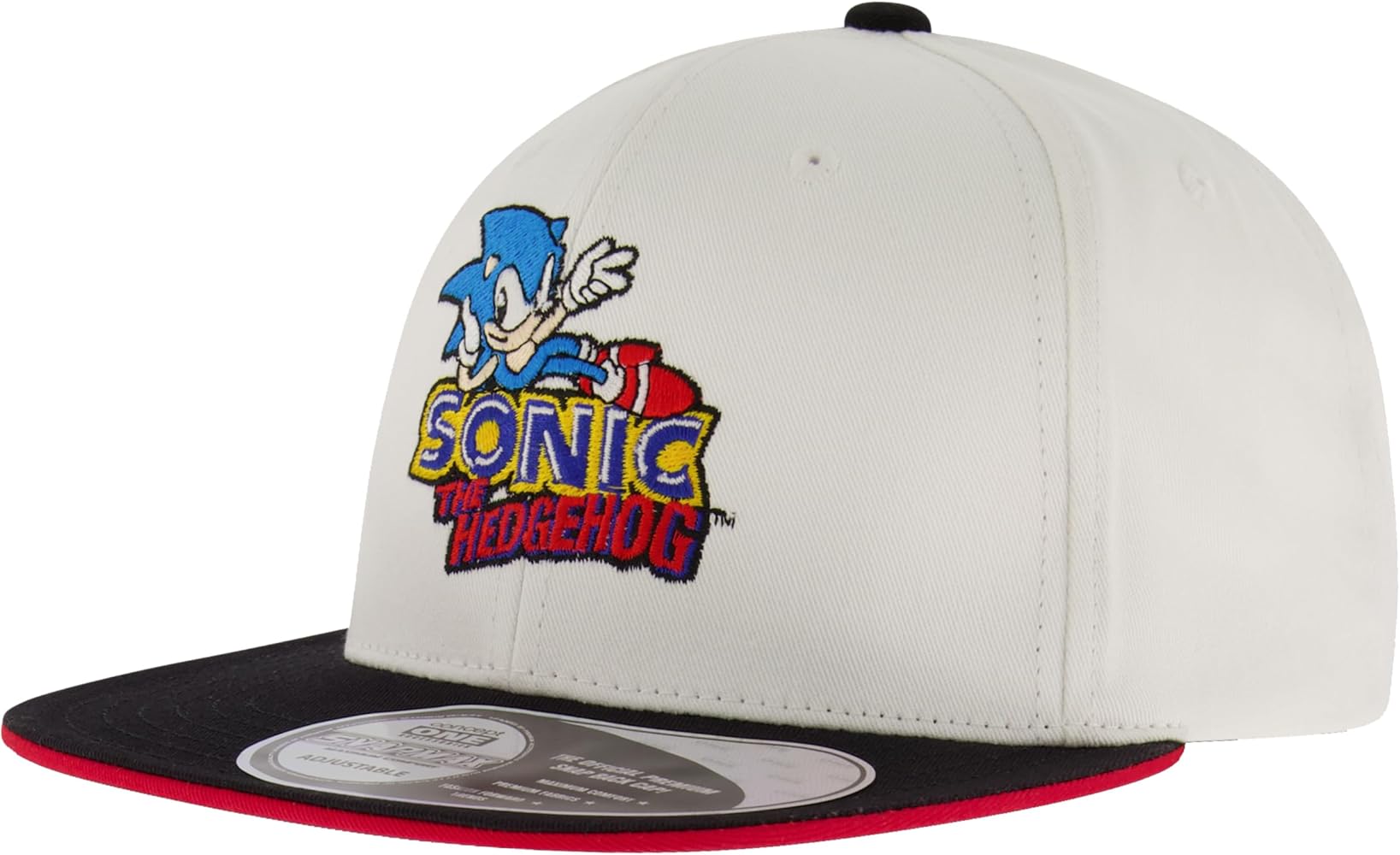 Concept One Men's Sonic The Hedgehog Cap, Embroidered Logo Baseball Hat with Flat Brim, Adjustable