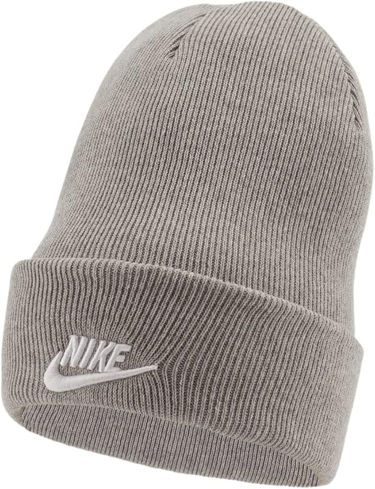 Nike Unisex Sportswear Cuffed Utility Beanie (as1, Alpha, one_Size, Light Grey Heather/White)