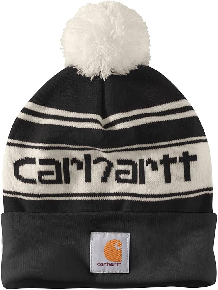 Carhartt Men's Knit PomPom Cuffed Logo Beanie