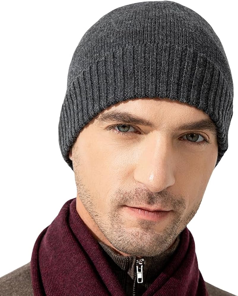 EURKEA 100% Merino Wool Beanie Hat Skullies Watch Cap for Men