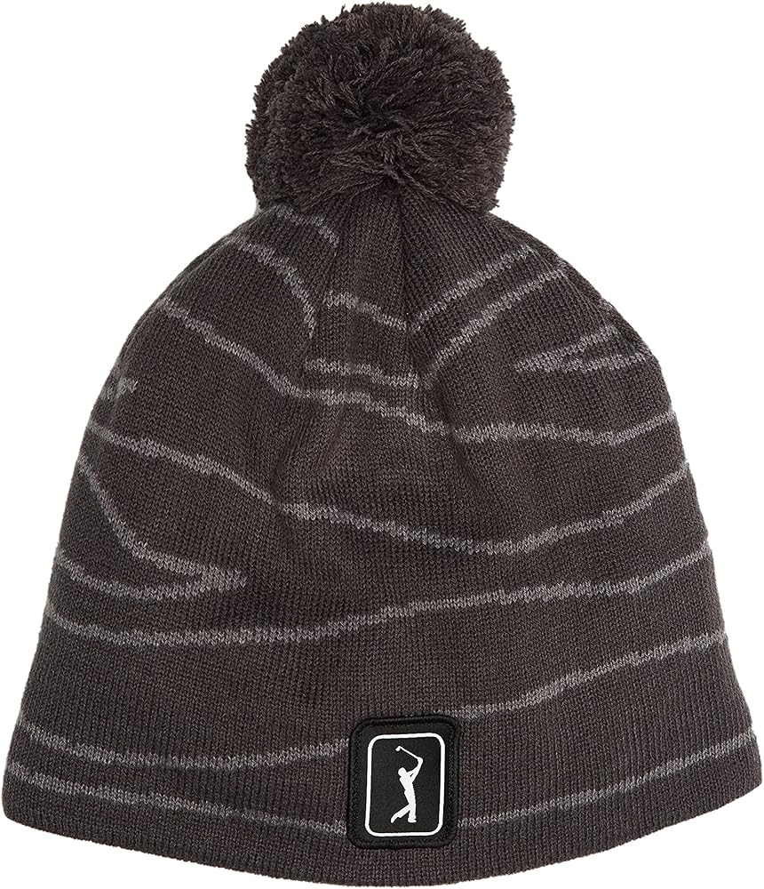 PGA TOUR Men's Laser Pattern Beanie with Pom