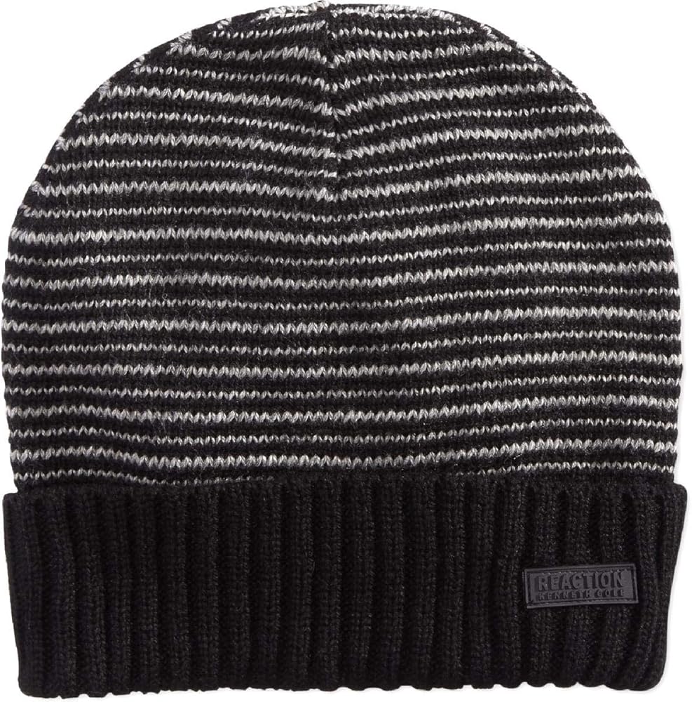 Kenneth Cole REACTION Men's Striped Cuffed Beanie Hat