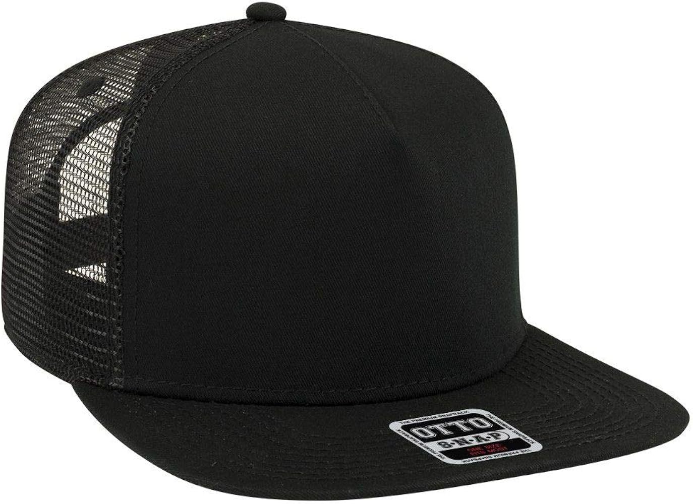 OTTO Square Flat Visor SNAP 5 Panel Mesh Back Trucker Snapback Hat