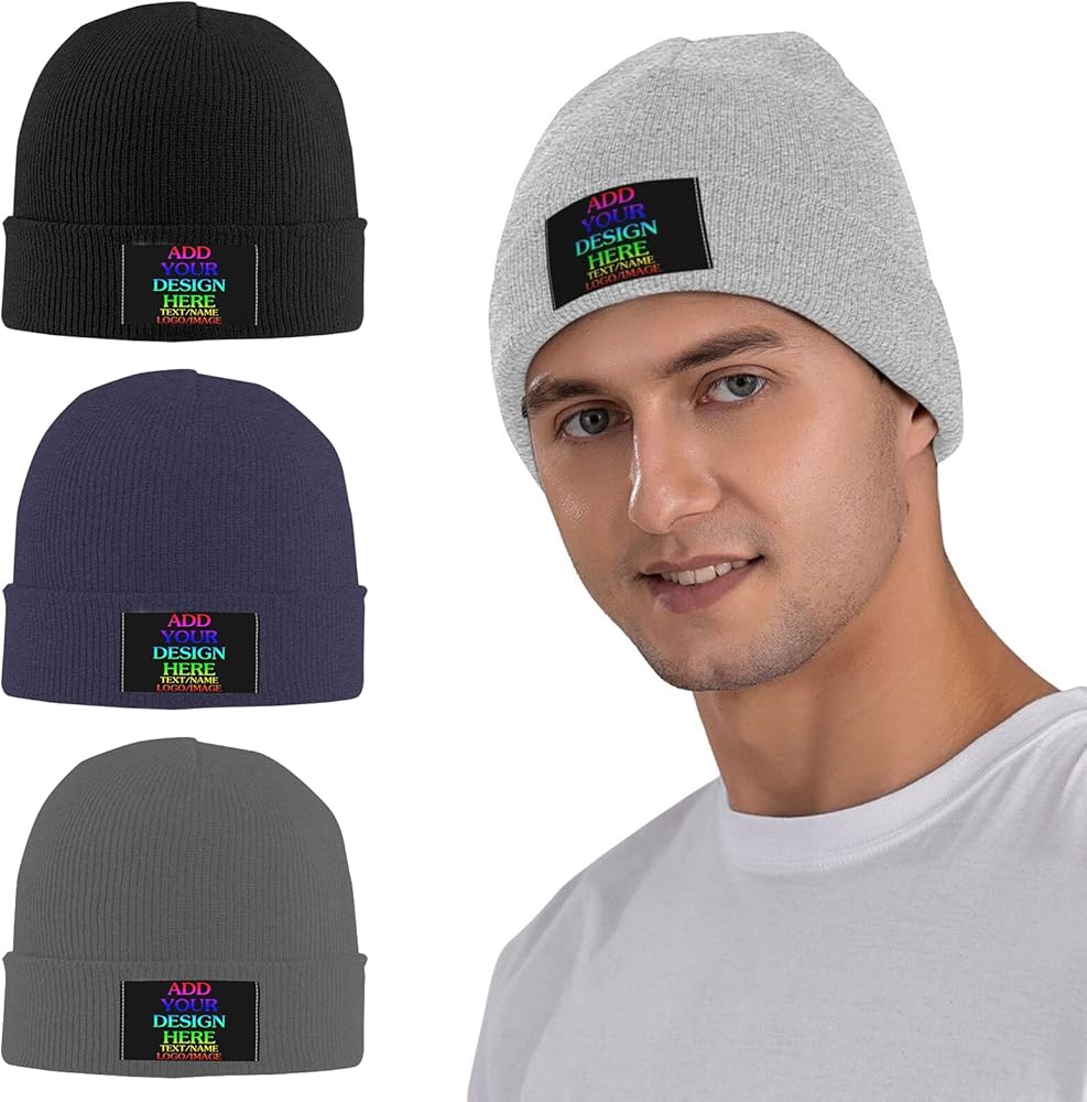 Custom Beanie for Men Women Personalized Design Your Own Text Name Logo Photo Beanies Thick Warm Comfortable Winter Hat