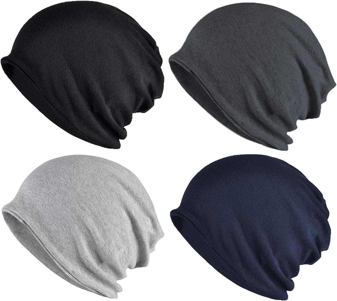 ELLEWIN Cotton Slouchy Beanie Hip-Hop Soft Lightweight Running Beanie Adult Skull Hats Cap for Men Women