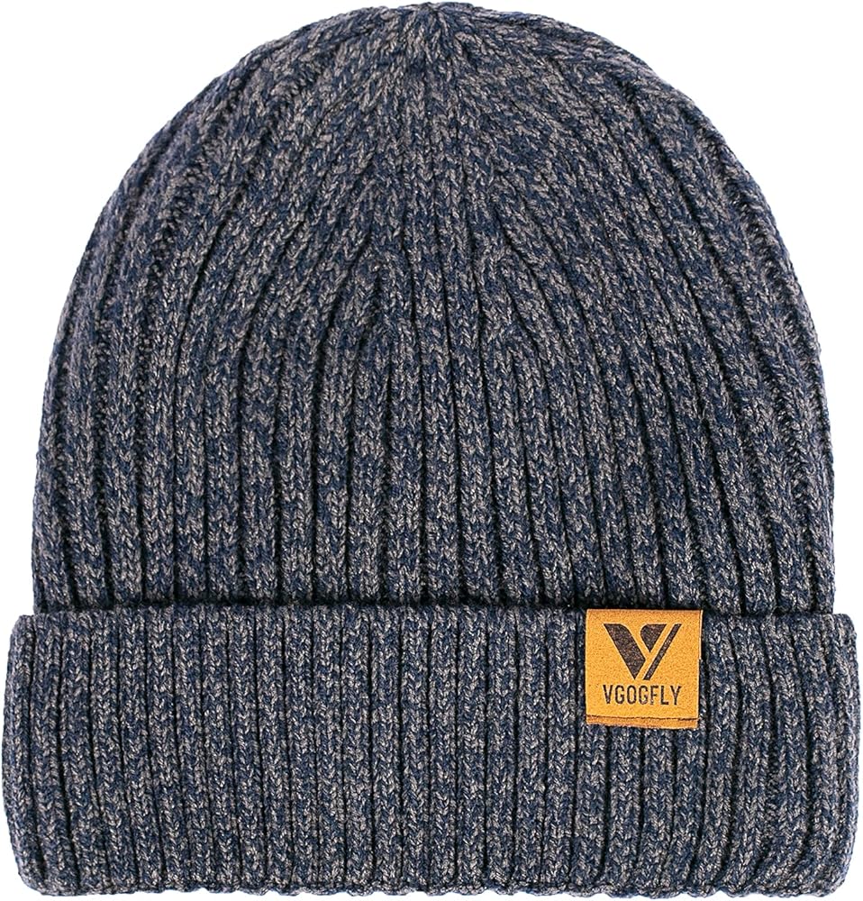 Vgogfly Lined Men Beanie Slouchy Knit Skull Cap Warm Stocking Hats Guys Women Striped Winter Beanie Hat