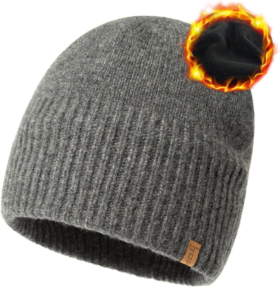 L/XL/XXL 100% Merino Wool Beanie Fleece Lined Cuffed Watch Fisherman Cap