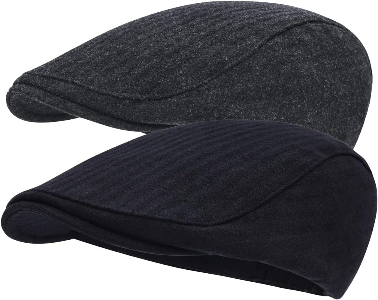 2 Pack Newsboy Hats for Men Wool Blend Flat Cap Ivy Driving Hat