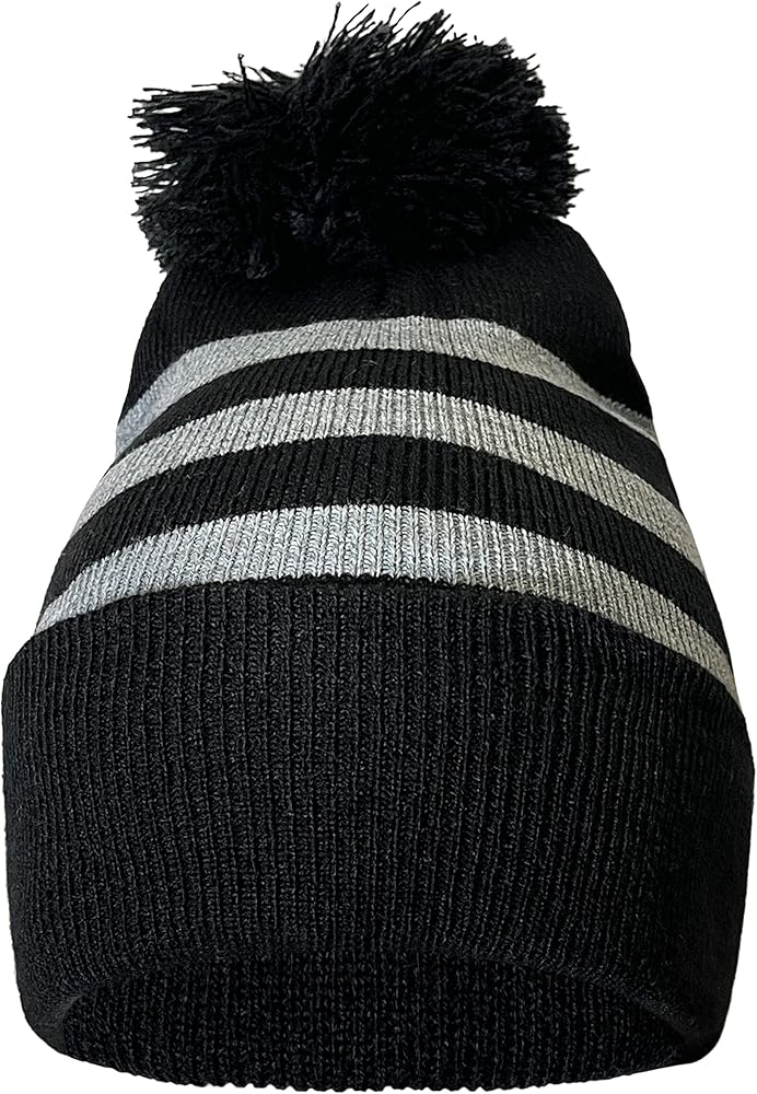 Striped Knit Warm Beanie with or Without Pom Pom Winter Hats