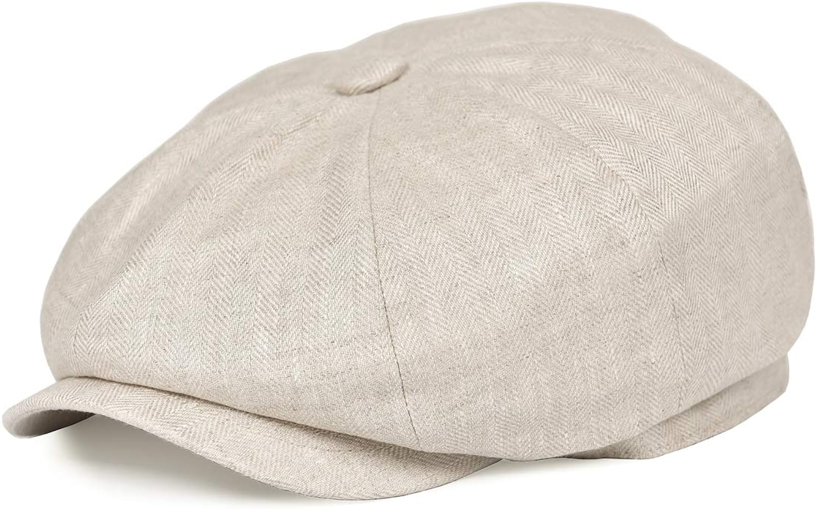 Men's Linen Newsboy Cap Herringbone Breathable Summer Hat