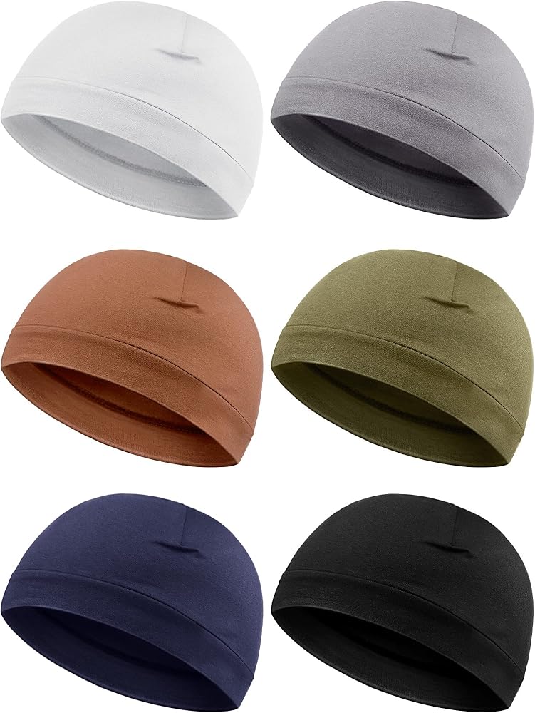 Syhood 6 Pieces Men Skull Caps Cotton Beanies Sleep Hats Multifunctional Helmet Liner Cap for Men and Women