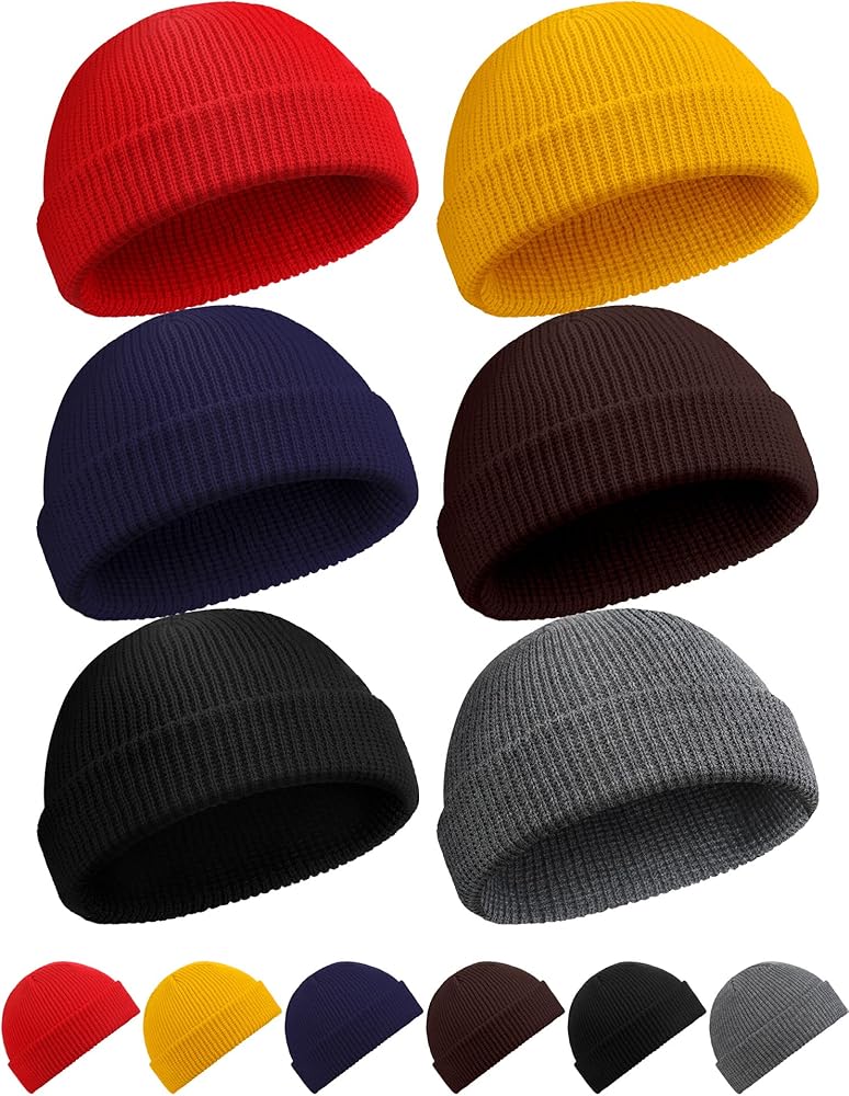 SATINIOR Winter Short Fisherman Beanie Hat Trawler Beanie Watch Hat Edge Skullcap for Men