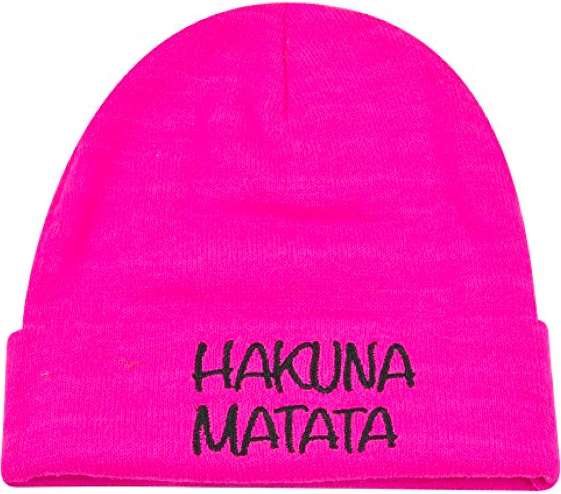 Disney The Lion King Hakuna Makata Embroided Cuff Winter Beanie, Pink, One Size