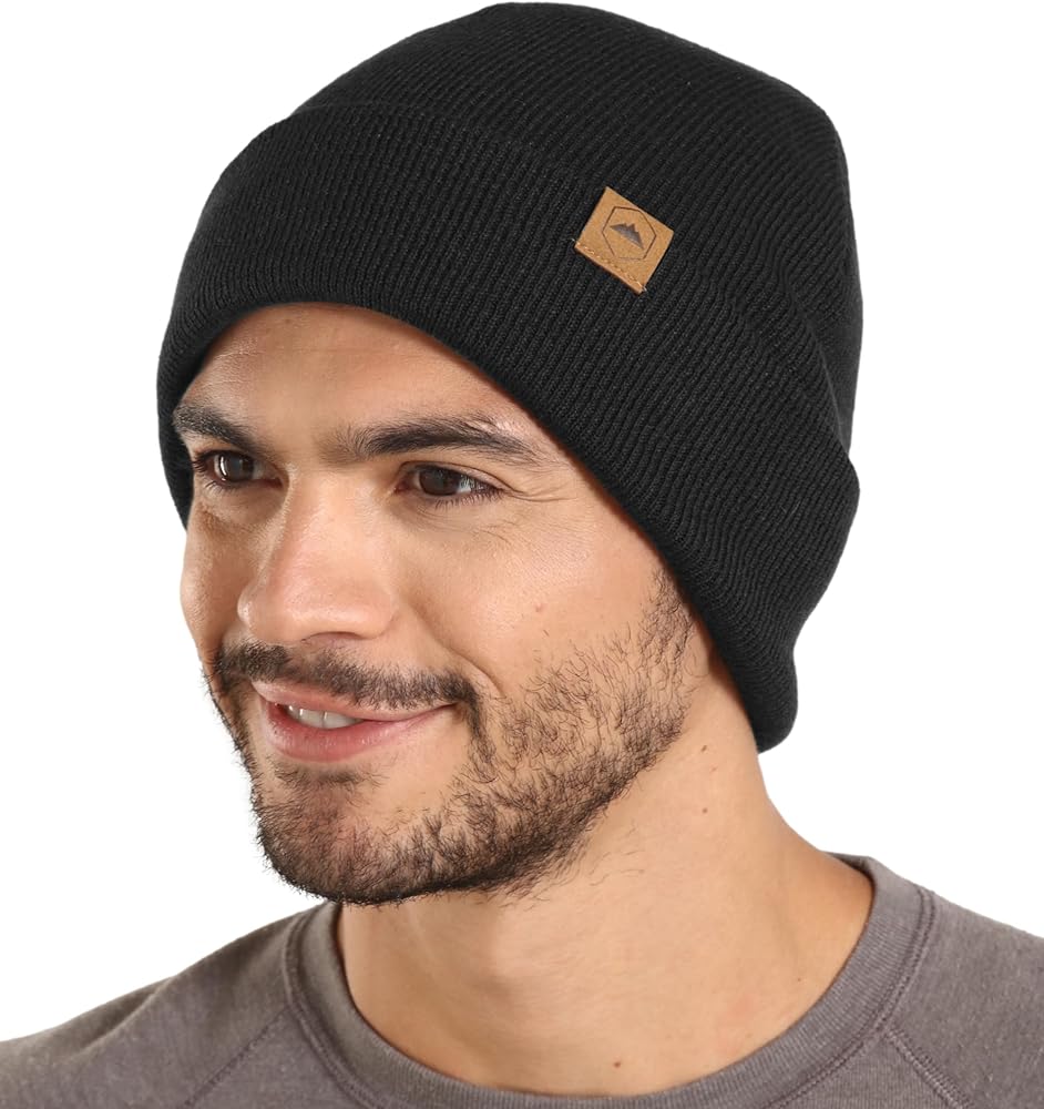 Winter Beanie Knit Hat for Men & Women - Merino Wool Ribbed Cap - Warm & Soft Stylish Toboggan Skull Caps for Cold Weather