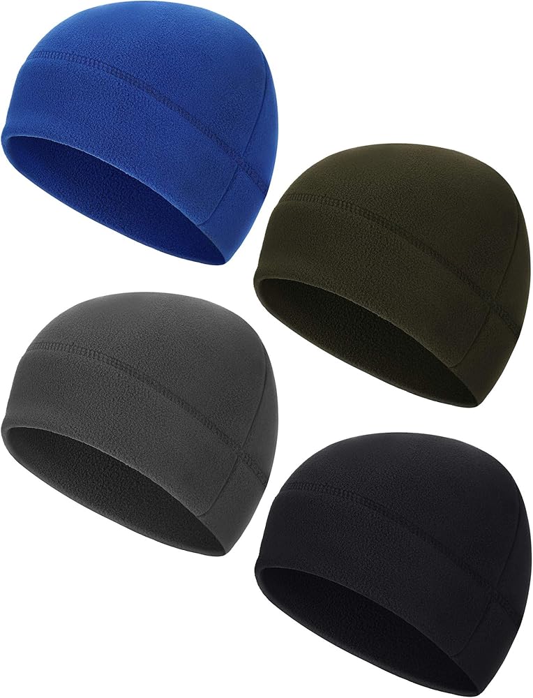 SATINIOR 4 Pieces Skull Caps for Men Women Winter Fleece Hat Warm Soft Polar Beanie Hat Thick Windproof