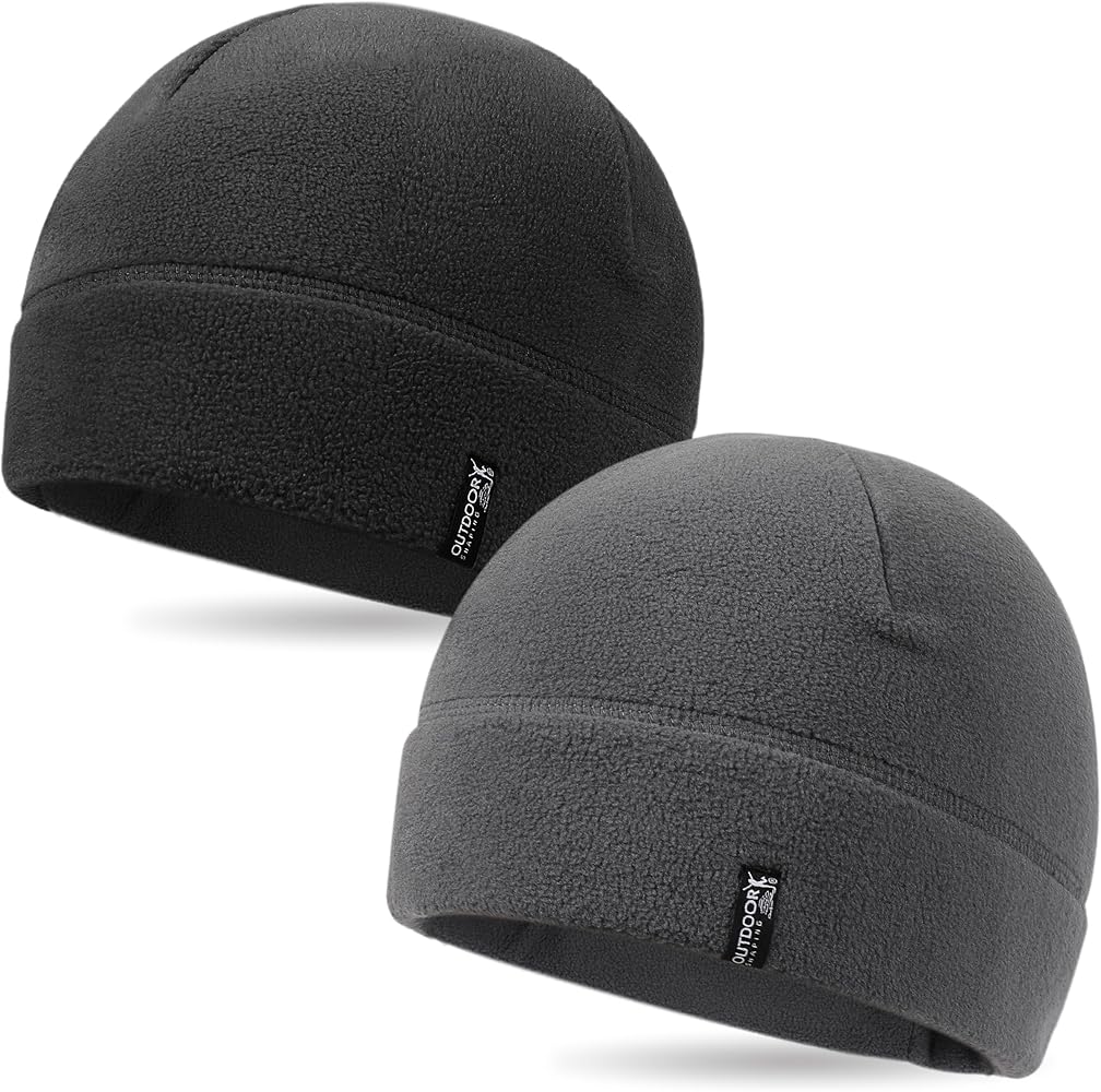 OUTDOOR SHAPING 2 Pack Tactical Fleece Cap Winter Warm Beanie Military Army Watch Cap Gift for Men Women