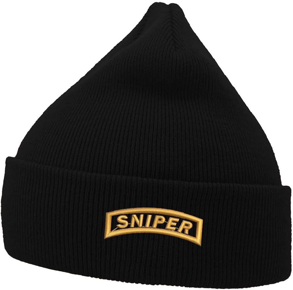 Beanie for Men Women - Army Sniper Embroidered Unisex Winter Stretchy Cuffed Skull Knit Hat Cap