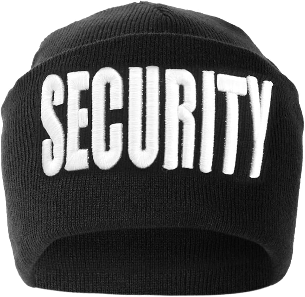 First Class Security Embroidered and Reflective Security Emblem and Plain Beanies