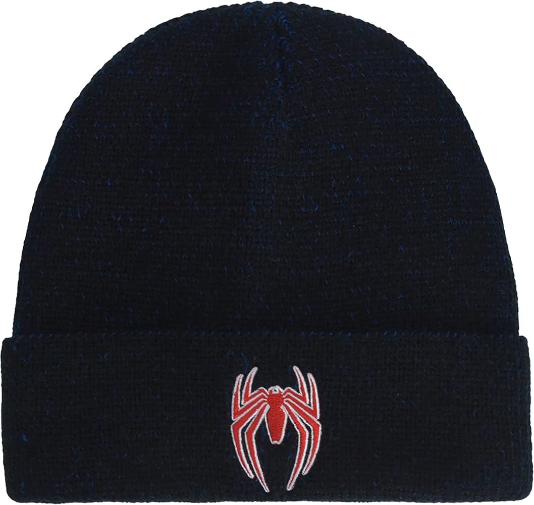 Concept One Marvel Spider-Man Beanie Hat, Game Logo Winter Knit Cap with Cuff