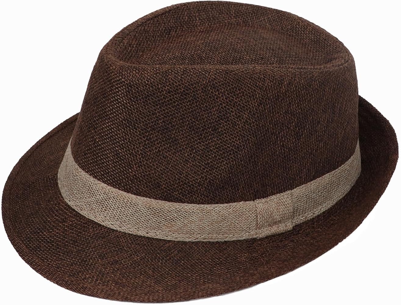 Men Straw Fedora Hat Sun Hat Classic Gentleman Hat Summer Straw Beach Sun Cap Outdoor Sun Protection Bowler Hat