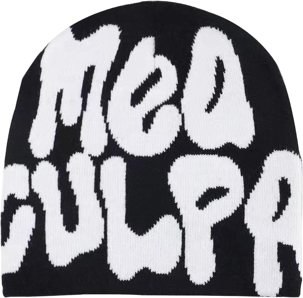 MEA Culpa Beanie Y2k Beanie Women Beanie Y2k Hat Graphic Beanie Winter Hat Knit Skull Cap Knitted Cap Y2k Accessories