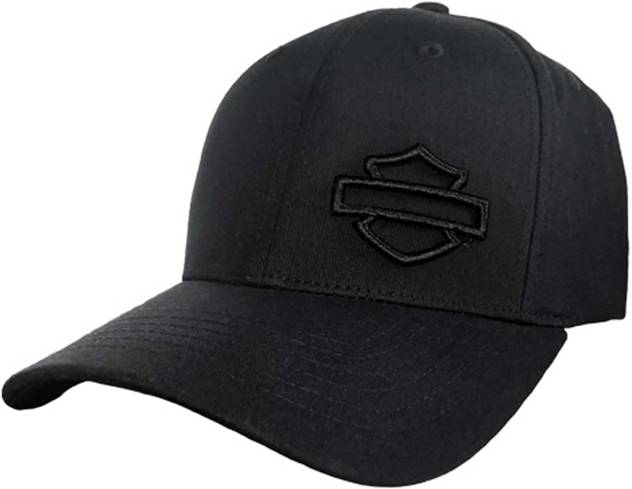 Harley-Davidson Men's Embroidered B&S Stretch Fit Baseball Cap - Solid Black