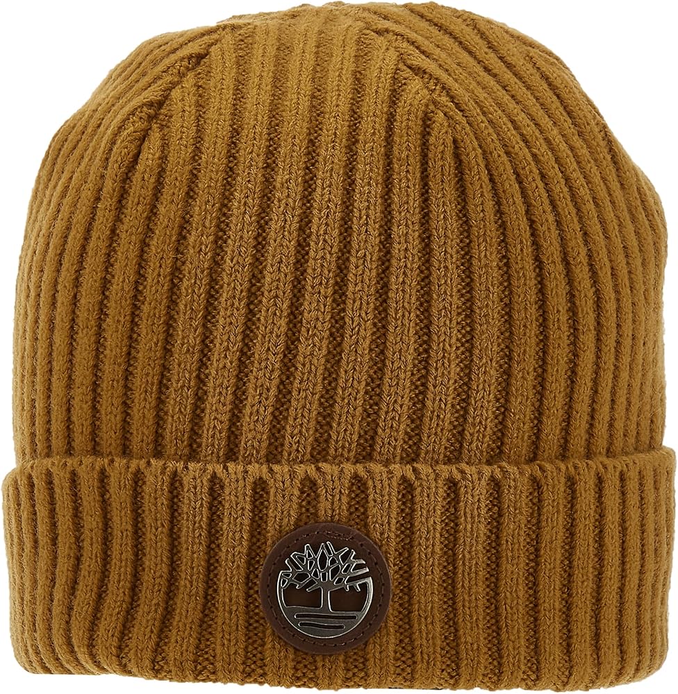 Timberland Mens Ribbed Watch Cap With Logo Plate