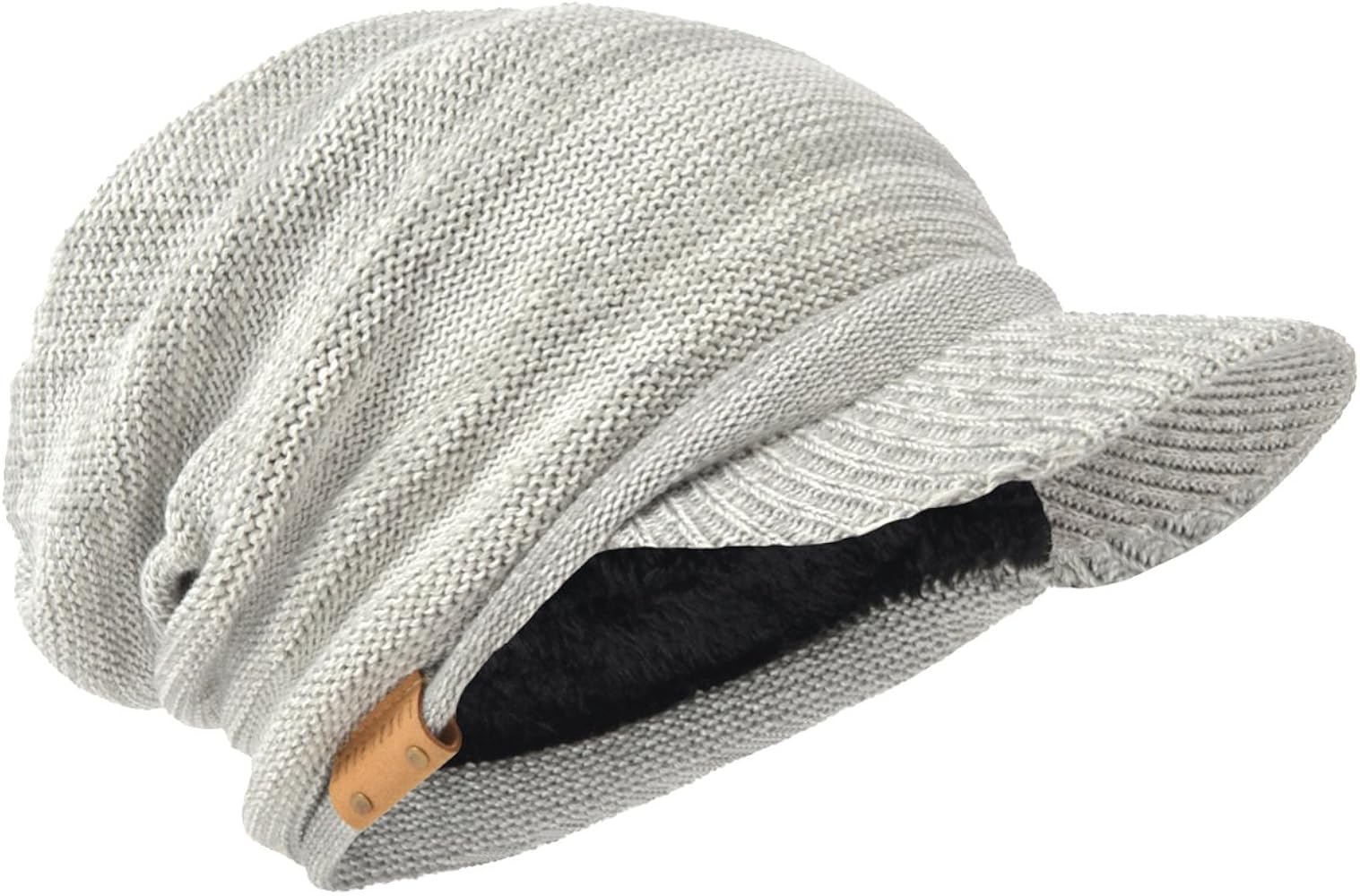 Mens Slouch Beanie Vintage Knit Cadet Cabbie Skull Cap with Visor B319