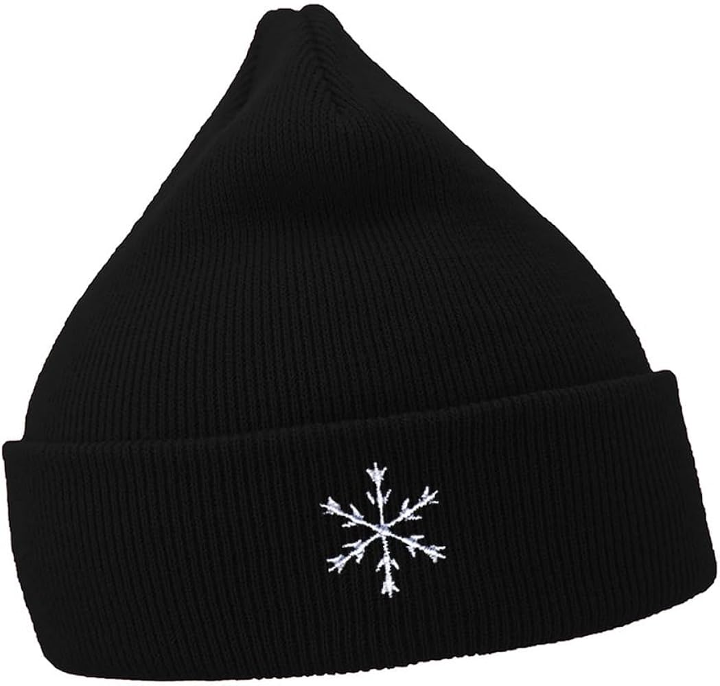 Mens Beanie Hats Snowflake Embroidered Casual Knit Hats for Women Winter