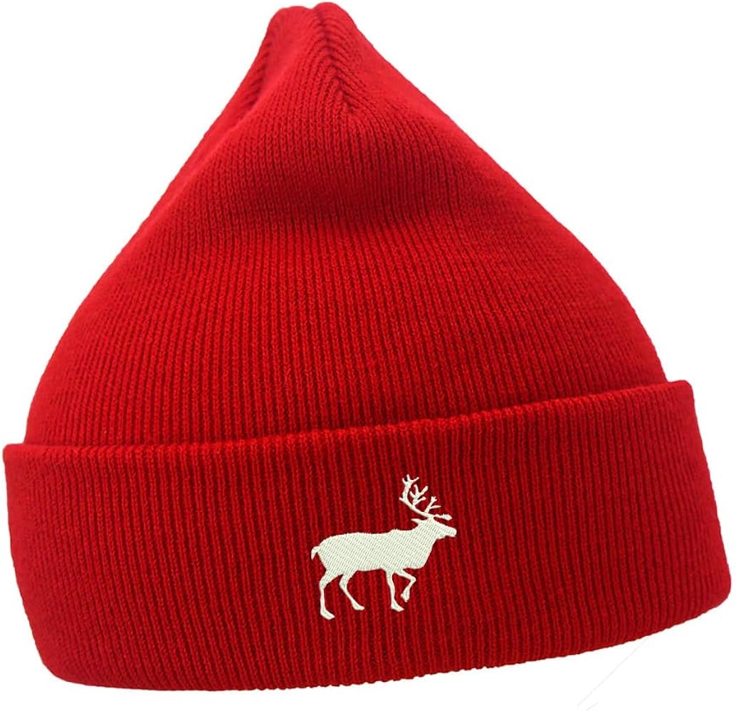 Mens Beanie Hats Animal Moose Embroidered Casual Knit Hats for Women Winter