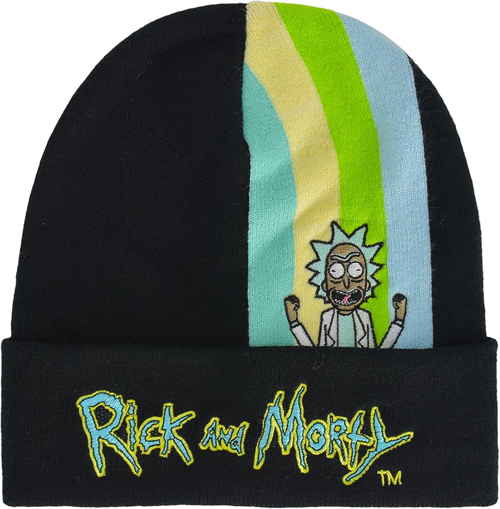 Concept One Morty Logo and Rick Sanchez Head Knitted Cuff Beanie Hat