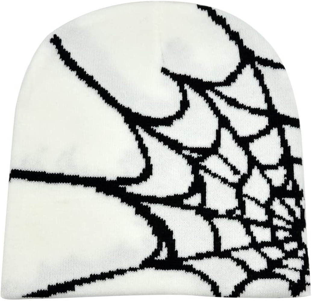 Y2K Gothic Spider Pattern Knitted Hat Winter Warm Acrylic Knitted Beanie for Men Women Beanie