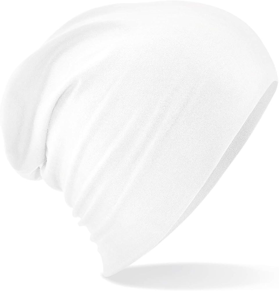 Hemsedal Cotton Slouch Beanie - Light Casual Stretch hat Men/Women - White