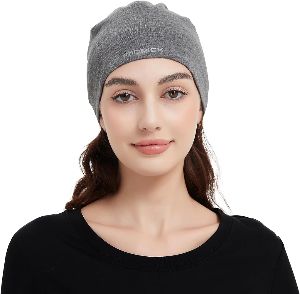 Merino Wool Beanie Hat,Lightweight Running Skull Cap,Breathable Helmet Liner Sleeping Caps for Men & Women