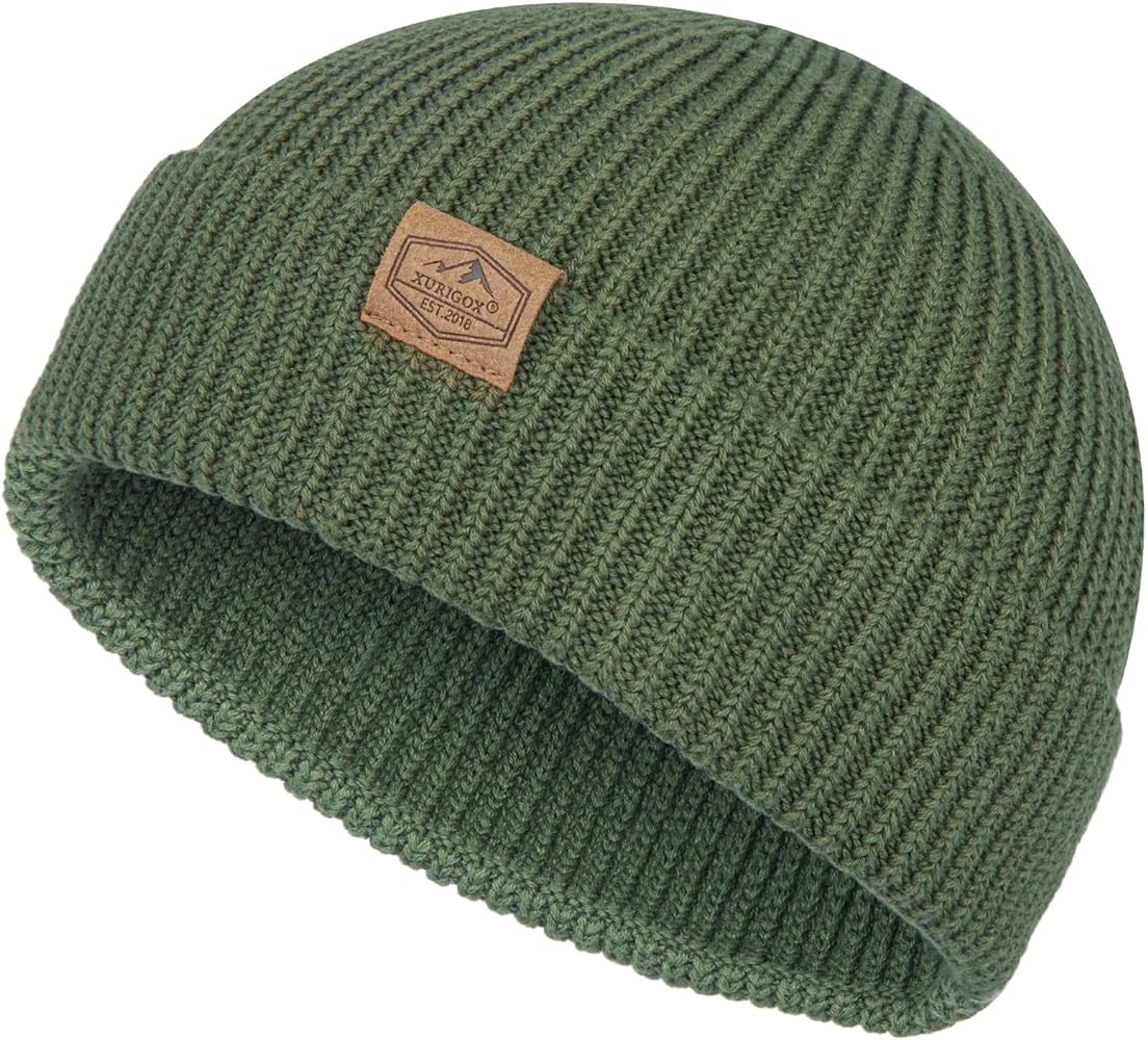 Fisherman Beanie Hats for Men Women,Knit Cuffed Short Trawler Beanie,Warm & Soft Stylish Skullcap Winter Spring Autumn