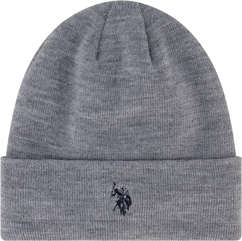 U.S. Polo Assn. Unisex-Adult Beanie Hat, Knit Winter Cap with Black Sherpa LiningBeanie Hat