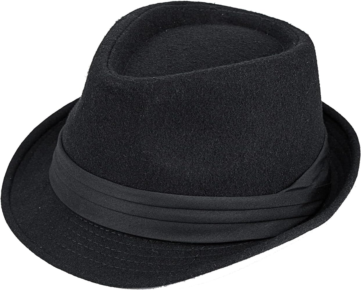 Mens 1920s Fedora Hat 20s Black Gangster Trilby Hats Manhattan Derby Jazz Cap for Women Medium