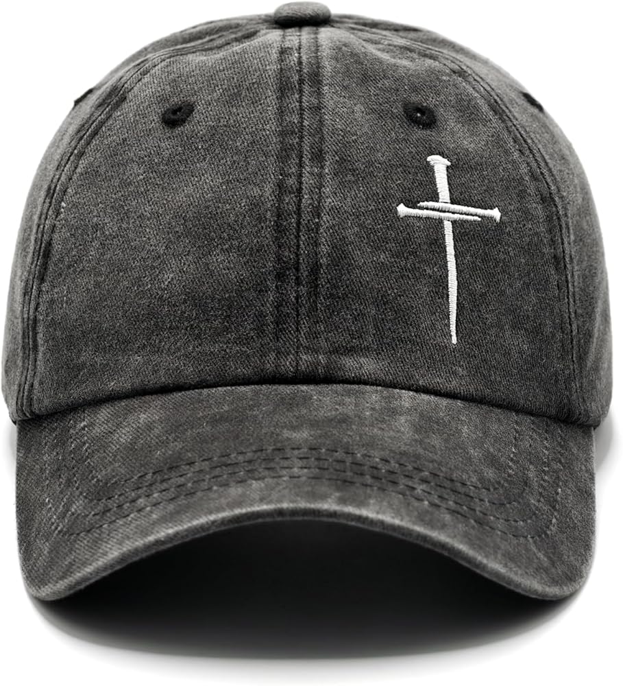 Christian Hats for Men Women, Jesus Cross Hat, Christian Gifts, Adjustable Washed Cotton Embroidered Baseball Cap