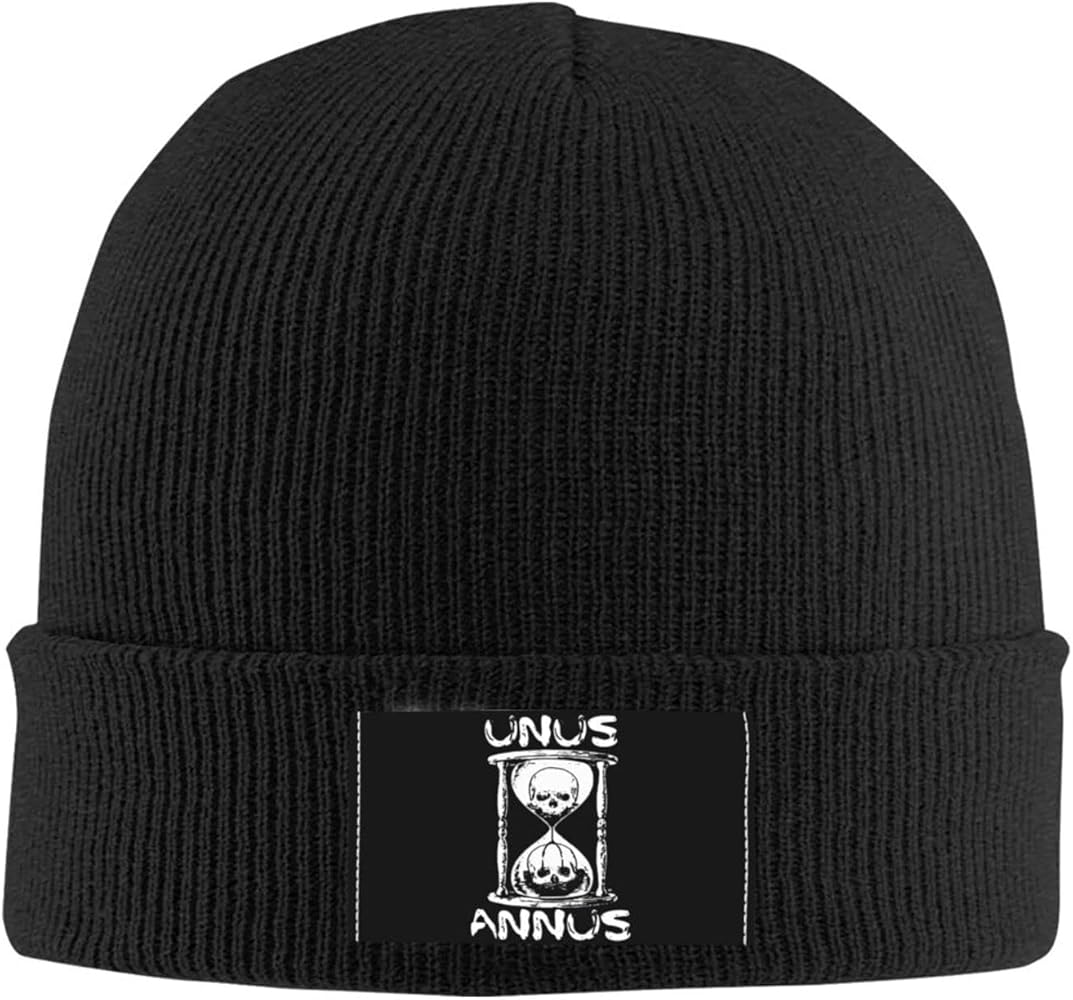 Unus Annus Knit Hat Mans Womans Winter Warm Beanie Hat Soft & Stretchy Ski Cap Black