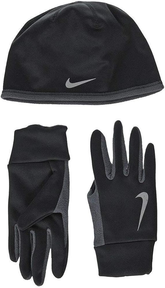 Nike Men's Run Thermal HAT and Glove Set S/M Black/Anthracite/Silver (N.RC.34.045)