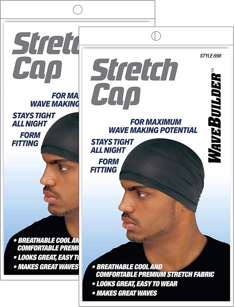 WAVEBUILDER Stretch Cap, Black, 2 Pack