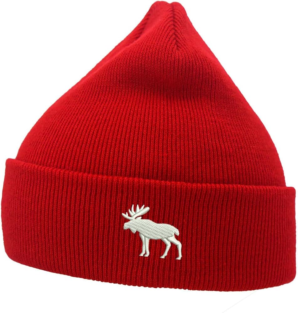 for Moose Silhouette Embroidered Men's Beanies Hats Casual Winter Knit Hat Unisex Beanie