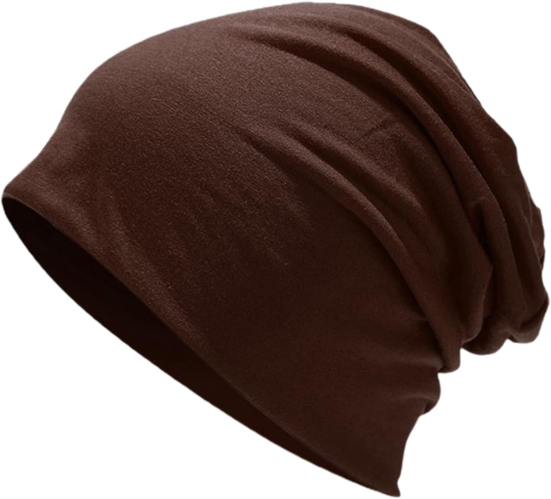 Unisex Baggy Lightweight Hip-Hop Soft Cotton Slouchy Stretch Beanie Hat Winter Knitted Hat Beanie Skully Cap for Men Women Brown