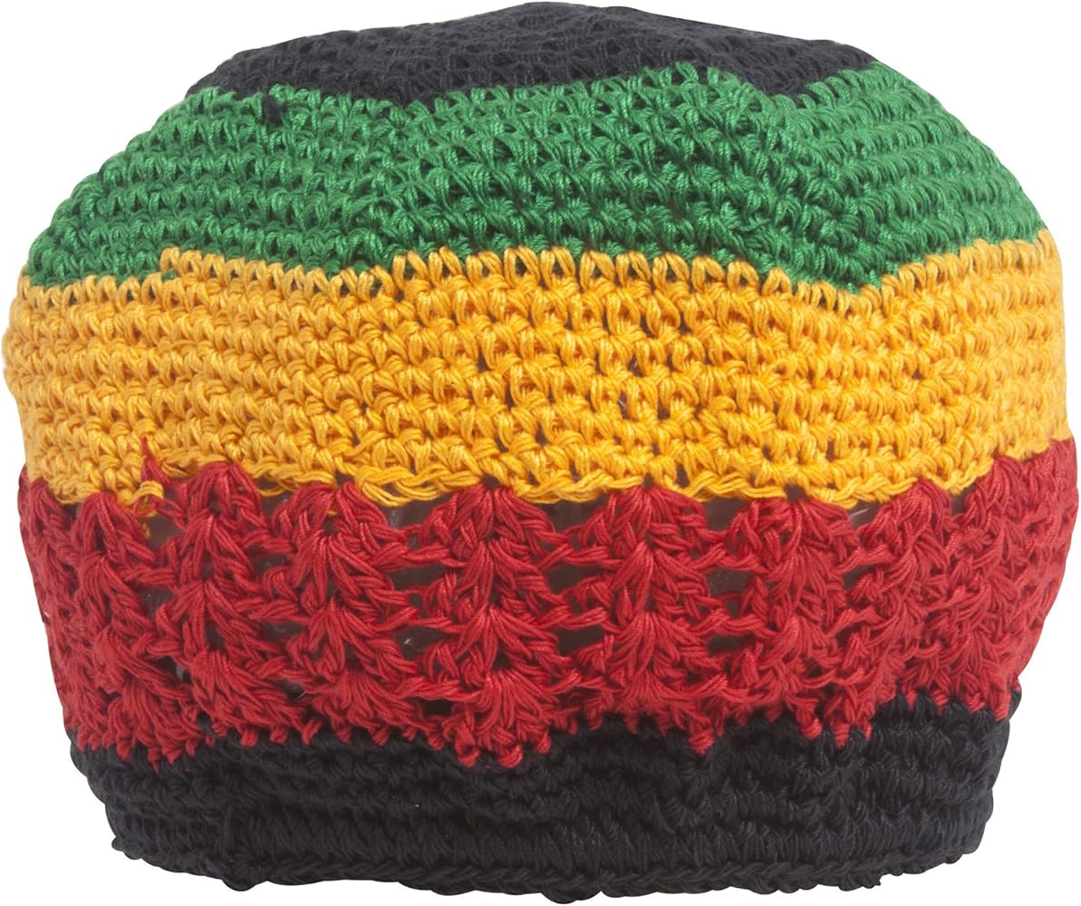 Hand Crocheted Beanie, Rasta Black