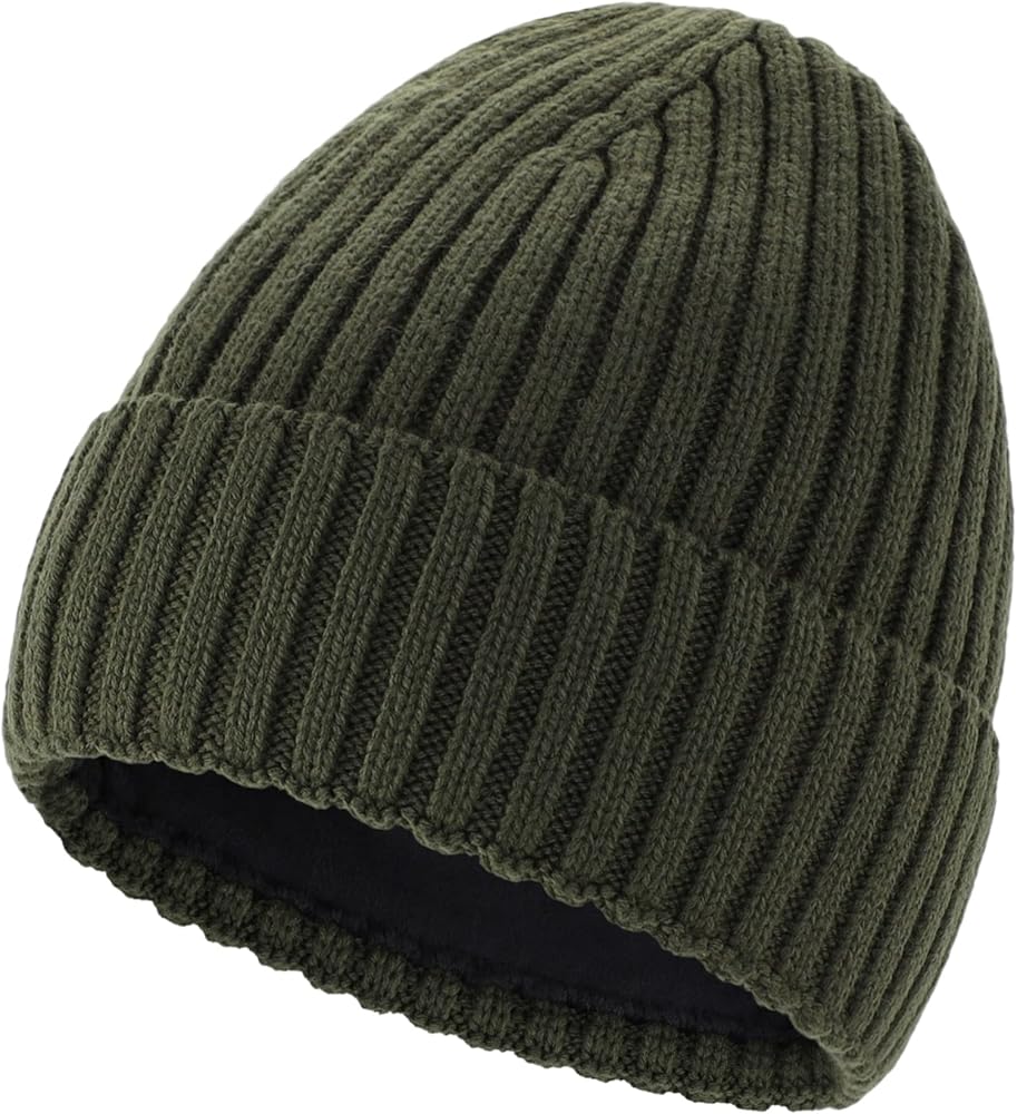 Connectyle Fleece Lined Cuffed Beanie Hat for Men Knitted Winter Wool Beanies