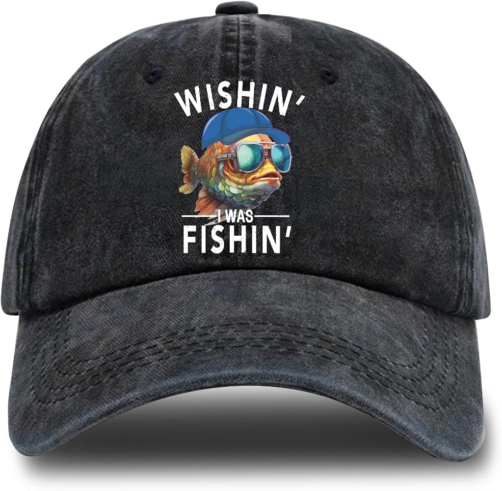 Fishing Adjustable Cotton Baseball Cap, Funny Trucker Hat Gift for Men Women Grandpa Dad Fishing Lover Fisherman