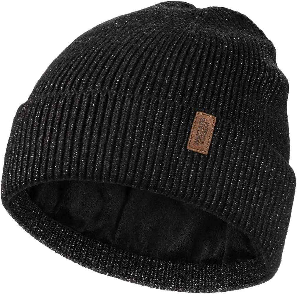 Wmcaps Winter Beanie Hats for Men Women, Fleece Lined Beanie Soft Warm Knit Hat Ski Stocking Cuffed Cap